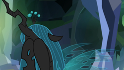 Size: 1280x720 | Tagged: safe, screencap, ocellus, queen chrysalis, changeling, changeling queen, g4, what lies beneath, covering face, crying, cute, cutealis, diaocelles, female, queen chrysellus, sad, solo