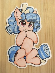 Size: 960x1280 | Tagged: safe, artist:lispp, cozy glow, pegasus, pony, g4, belly, cozybetes, cute, female, filly, freckles, solo, tongue out, traditional art