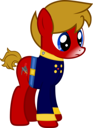 Size: 4000x5501 | Tagged: safe, artist:pilot231, oc, oc only, oc:max mustang, earth pony, pony, male, military uniform, simple background, snow tip nose, solo, stallion, transparent background, vector