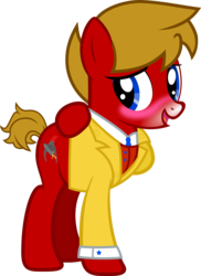 Size: 3000x4126 | Tagged: safe, artist:pilot231, oc, oc only, oc:max mustang, pony, blushing, hoof on neck, outfit, royal wedding, simple background, solo, transparent background, vector