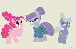 Size: 5100x3300 | Tagged: safe, artist:taurson, limestone pie, maud pie, pinkie pie, earth pony, pony, g4, alternate hairstyle, cute, diapinkes, female, heart eyes, hnnng, limabetes, mare, maudabetes, pie sisters, ponytail, siblings, simple background, sisters, smiling, trio, wingding eyes