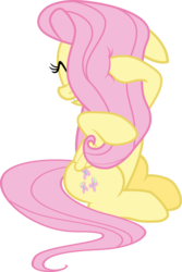 Size: 6000x9001 | Tagged: safe, artist:pilot231, fluttershy, pegasus, pony, g4, newbie dash, absurd resolution, eyes closed, female, floppy ears, hair over one eye, hiding, mane, mare, scared, simple background, sitting, solo, transparent background, vector