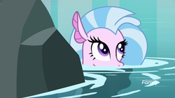 Size: 1920x1080 | Tagged: safe, screencap, silverstream, g4, what lies beneath, cute, diastreamies, discovery family, discovery family logo, eager, female, logo, looking up, nightmare cave, solo, soon, water