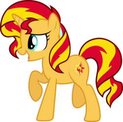 Size: 4000x3959 | Tagged: safe, artist:pilot231, sunset shimmer, pony, unicorn, g4, backing away, female, mare, simple background, solo, transparent background, vector