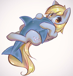 Size: 1157x1201 | Tagged: safe, artist:mirroredsea, derpy hooves, dolphin, pegasus, pony, g4, cute, derpabetes, female, looking at you, mare, plushie, simple background, smiling, solo