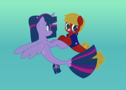 Size: 5000x3589 | Tagged: safe, twilight sparkle, oc, oc:max mustang, alicorn, seapony (g4), g4, blushing, canon x oc, clothes, cute, holding hooves, maxlight (shipping), swimming, twilight sparkle (alicorn), underwater, vest