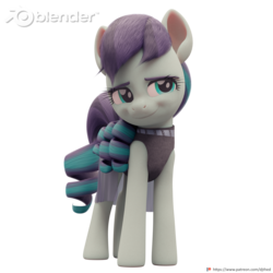 Size: 3072x3072 | Tagged: safe, artist:therealdjthed, coloratura, earth pony, pony, g4, 3d, 3d model, blender, blender cycles, cute, cycles render, female, high res, mare, model:djthed, patreon, patreon logo, rara, rarabetes, simple background, smiling, solo, transparent background