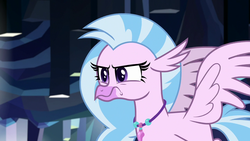 Size: 1280x720 | Tagged: safe, screencap, silverstream, hippogriff, g4, what lies beneath, angry, confrontation, courage, female, jewelry, necklace, solo