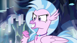 Size: 1280x720 | Tagged: safe, screencap, silverstream, hippogriff, g4, season 8, what lies beneath, evil smile, female, grin, jewelry, necklace, nightmare cave, pure unfiltered evil, smiling, smirk, solo