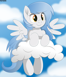 Size: 4703x5500 | Tagged: safe, artist:an-tonio, oc, oc only, oc:vector cloud, pegasus, pony, absurd resolution, cloud, cute, female, mare, sky, smiling, solo