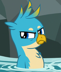 Size: 498x585 | Tagged: safe, screencap, gallus, griffon, g4, what lies beneath, chest fluff, cropped, gallus is not amused, male