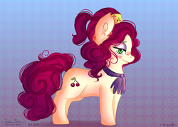 Size: 1024x731 | Tagged: safe, artist:inkwellartz, cherry jubilee, earth pony, pony, g4, blushing, female, mare, smiling, solo