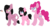 Size: 1693x915 | Tagged: safe, artist:thatonefluffs, pinkie pie, oc, oc:lunar, oc:moonlight, bat pony, cat pony, original species, g4, dark side, reference sheet, simple background, transparent background
