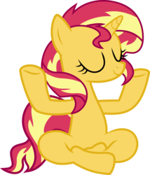 Size: 3000x3508 | Tagged: safe, artist:wissle, sunset shimmer, pony, unicorn, a rockhoof and a hard place, g4, eyes closed, female, high res, lotus position, mare, meditation, simple background, sitting, solo, transparent background, vector