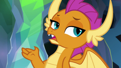 Size: 1280x720 | Tagged: safe, screencap, smolder, dragon, g4, my little pony: friendship is magic, what lies beneath, claws, dragon wings, dragoness, fangs, female, open mouth, solo, wings