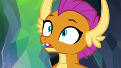 Size: 1280x720 | Tagged: safe, screencap, smolder, dragon, g4, my little pony: friendship is magic, what lies beneath, dragoness, fangs, female, solo, surprised