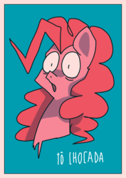 Size: 2894x4093 | Tagged: safe, artist:lunawoonanight, pinkie pie, pony, g4, bust, female, portrait, portuguese, solo, translated in the comments, wide eyes