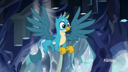 Size: 1920x1080 | Tagged: safe, screencap, gallus, griffon, g4, what lies beneath, discovery family, discovery family logo, logo, male, nightmare cave, paws, solo, wings