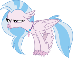 Size: 2322x1842 | Tagged: safe, artist:payback, silverstream, classical hippogriff, hippogriff, g4, what lies beneath, behaving like a bird, birds doing bird things, female, jewelry, necklace, perching, silverstream is not amused, simple background, solo, transparent background, unamused, vector