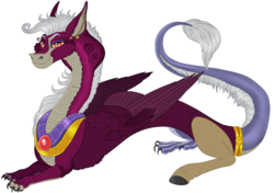 Size: 1118x785 | Tagged: safe, artist:bijutsuyoukai, oc, oc only, hybrid, adoptable, digital art, interspecies offspring, male, offspring, parent:discord, parent:the sphinx, simple background, solo, transparent background