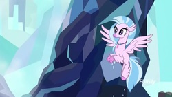 Size: 1920x1080 | Tagged: safe, screencap, silverstream, classical hippogriff, hippogriff, g4, my little pony: friendship is magic, what lies beneath, discovery family, discovery family logo, female, logo, nightmare cave, solo