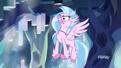 Size: 1920x1080 | Tagged: safe, screencap, silverstream, classical hippogriff, hippogriff, g4, what lies beneath, angry, cute, diastreamies, discovery family, discovery family logo, female, fist, logo, nightmare cave, silverrage, solo