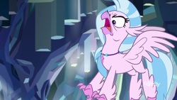 Size: 1920x1080 | Tagged: safe, screencap, silverstream, classical hippogriff, hippogriff, g4, what lies beneath, angry, cute, diastreamies, discovery family, discovery family logo, do not want, faic, female, logo, open beak, rage, silverrage, solo