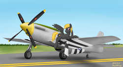 Size: 3750x2055 | Tagged: safe, artist:dash wang, oc, oc only, pegasus, pony, high res, male, p-51 mustang, plane, solo