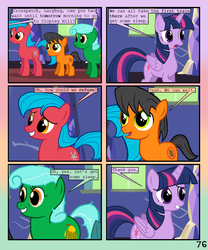 Size: 900x1080 | Tagged: safe, artist:lister-of-smeg, twilight sparkle, oc, oc:crosspatch, oc:lazybug, oc:scavenger (lister-of-smeg), oc:winter squash, alicorn, cockatrice, earth pony, pony, comic:crystal heart attack, g4, colt, comic, female, male, mare, twilight sparkle (alicorn)