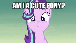 Size: 1920x1080 | Tagged: safe, edit, edited screencap, screencap, starlight glimmer, pony, unicorn, g4, road to friendship, adorable face, bronybait, cute, eyelashes, female, glimmerbetes, image macro, looking at you, mare, meme, question, starlight glimmer is best pony