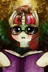 Size: 1000x1500 | Tagged: safe, artist:staticdragon1, moondancer, pony, unicorn, g4, book, crying, female, glasses, mare, open book, solo