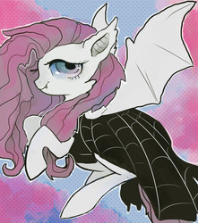 Size: 1500x1700 | Tagged: safe, artist:staticdragon1, fluttershy, bat pony, pegasus, pony, g4, scare master, clothes, dress, female, flutterbat, looking at you, mare, race swap, smiling, solo