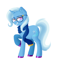 Size: 1500x1500 | Tagged: safe, alternate version, artist:fannytastical, trixie, pony, unicorn, g4, clothes, female, glasses, scarf, simple background, solo, transparent background