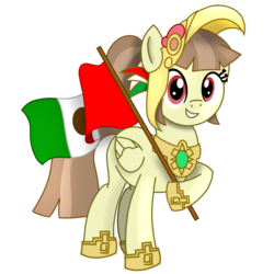 Size: 1000x1000 | Tagged: safe, artist:toyminator900, oc, oc only, oc:tailcoatl, pegasus, pony, country, flag, hoof hold, hoof shoes, jewelry, looking at you, mexican, mexico, nation ponies, national flag, ponified, simple background, solo, transparent background