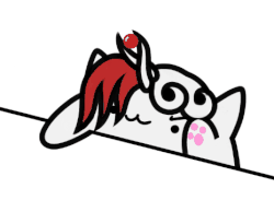 Size: 465x360 | Tagged: artist needed, safe, oc, oc only, oc:razlad, animated, bongo cat, cute, gif, helix horn, horn, paw pads, paws, simple background, white background