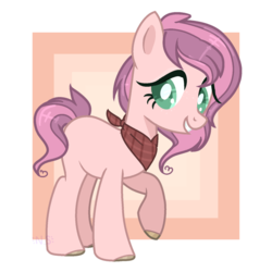 Size: 1024x1024 | Tagged: safe, artist:at--ease, oc, oc only, earth pony, pony, abstract background, adoptable, base used, blank flank, colored pupils, female, mare, neckerchief, offspring, parent:big macintosh, parent:fluttershy, parents:fluttermac, raised hoof, simple background, solo, transparent background