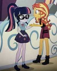 Size: 1955x2444 | Tagged: safe, screencap, sci-twi, sunset shimmer, twilight sparkle, equestria girls, equestria girls series, g4, rollercoaster of friendship, cropped, duo, geode of empathy, geode of telekinesis, low quality