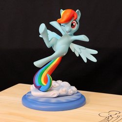 Size: 3000x3000 | Tagged: safe, alternate version, artist:nekokevin, rainbow dash, pegasus, pony, g4, box, cloud, craft, cute, dashabetes, female, figure, high res, irl, mare, one eye closed, open mouth, photo, raised hoof, sculpture, smiling, solo