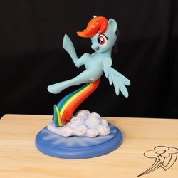 Size: 3000x3000 | Tagged: safe, alternate version, artist:nekokevin, rainbow dash, pegasus, pony, g4, box, cloud, craft, cute, dashabetes, female, figure, high res, irl, mare, one eye closed, open mouth, photo, raised hoof, sculpture, smiling, solo