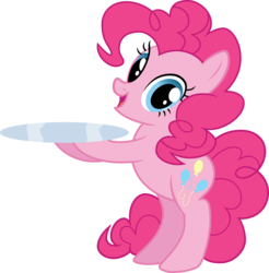 Size: 4000x4073 | Tagged: safe, artist:pilot231, pinkie pie, earth pony, pony, g4, absurd resolution, bipedal, female, mare, platter, simple background, smiling, solo, stock vector, transparent background, vector