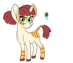 Size: 1400x1200 | Tagged: safe, artist:loryska, oc, oc only, oc:clarabelle, earth pony, hybrid, pony, unicorn, zony, adopted offspring, female, filly, parent:sweetie belle, reference sheet, simple background, solo, white background