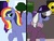 Size: 1375x1051 | Tagged: safe, artist:annabear1211, artist:kindheart525, oc, oc only, oc:paint swirl, pegasus, pony, kindverse, beanie, clothes, hat, hoodie, offspring, parent:rainbow dash, parent:soarin', parents:soarindash, split screen, sunglasses