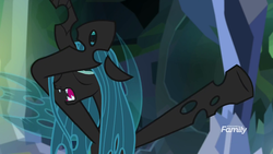 Size: 1920x1080 | Tagged: safe, screencap, ocellus, queen chrysalis, changedling, changeling, changeling queen, g4, what lies beneath, crying, discovery family, discovery family logo, disguise, disguised changeling, eyes closed, female, logo, out of context, queen chrysellus