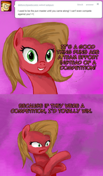 Size: 758x1291 | Tagged: safe, artist:hewison, oc, oc only, oc:pun, earth pony, pony, ask pun, ask, female, mare, solo