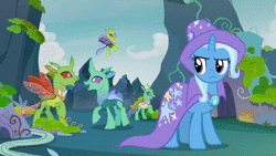 Size: 1280x720 | Tagged: safe, edit, screencap, arista, frenulum (g4), lokiax, soupling, trixie, changedling, changeling, g4, to change a changeling, animated, changeling hive, cheering, cute, cuteling, flying, frown, gesture, happy, hoofy-kicks, plant, scared, screaming, smiling, sound, vine, webm