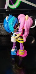 Size: 4032x1960 | Tagged: safe, dj pon-3, fluttershy, vinyl scratch, equestria girls, g4, cute, doll, equestria girls minis, female, lesbian, shipping, toy, vinylshy