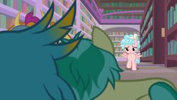 Size: 1280x720 | Tagged: safe, screencap, cozy glow, gallus, sandbar, smolder, yona, earth pony, griffon, pegasus, pony, g4, what lies beneath, female, filly, male, pure concentrated unfiltered evil of the utmost potency, pure unfiltered evil