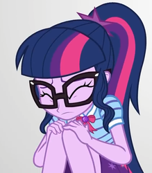 Size: 535x612 | Tagged: safe, screencap, sci-twi, twilight sparkle, equestria girls, equestria girls specials, g4, my little pony equestria girls: better together, my little pony equestria girls: rollercoaster of friendship, clothes, cropped, eyes closed, female, geode of telekinesis, glasses, legs, ponytail, skirt