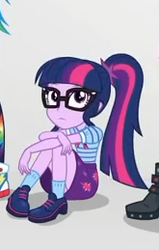 Size: 165x259 | Tagged: safe, screencap, sci-twi, twilight sparkle, equestria girls, equestria girls series, g4, rollercoaster of friendship, clothes, cropped, cute, female, glasses, legs, ponytail, shoes, skirt, socks, solo focus, upskirt denied