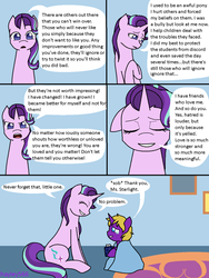 Size: 960x1280 | Tagged: safe, artist:hayley566, starlight glimmer, oc, oc:hay meadow, pony, unicorn, g4, blanket, carpet, chocolate, comic, crying, cute, duo, empathy cocoa, eyes closed, female, filly, foal, food, glimmerbetes, hoof hold, hot chocolate, mare, marshmallow, open mouth, ponysona, positive message, positive ponies, teary eyes, wholesome, younger